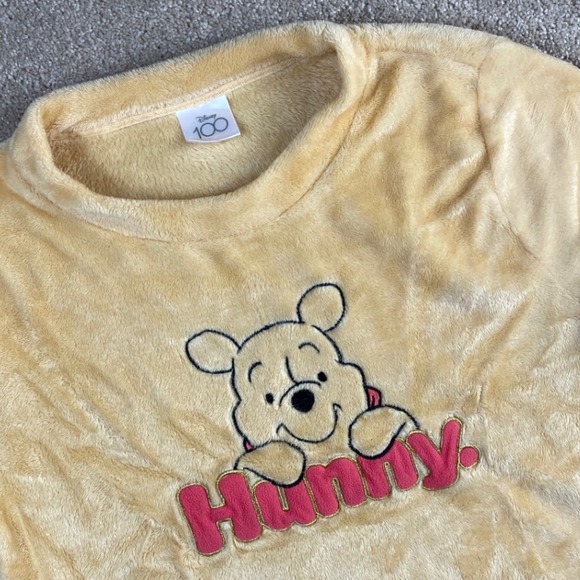 Disney Winnie The Pooh Hunny 100 Sleepwear Sleep Shirt‎ Top Plush Yellow L - Picture 8 of 8